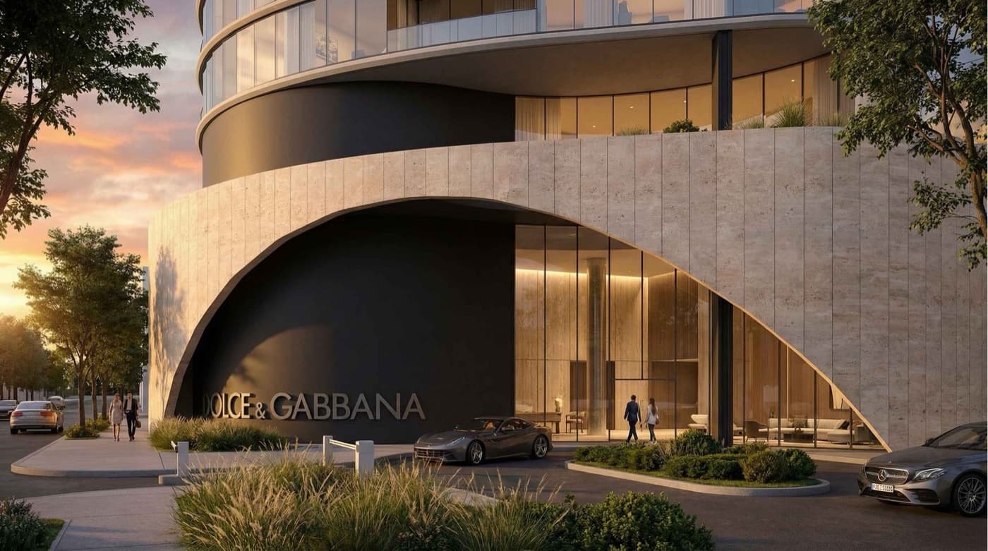 Torre residencial premium al atardecer